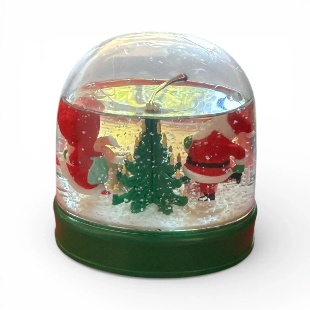 Small Christmas Snow Globe with Santa Claus Mrs. Claus and Bear Decoration Gift